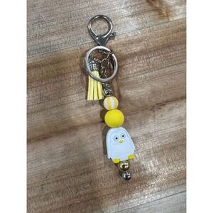 Marble Penguin Silicone Bead Lobster Clasp Keychain‎ Purse Charm